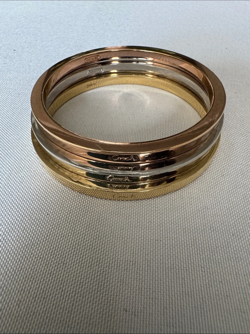 Tri-Tone Coach Stackable Bangle Set
